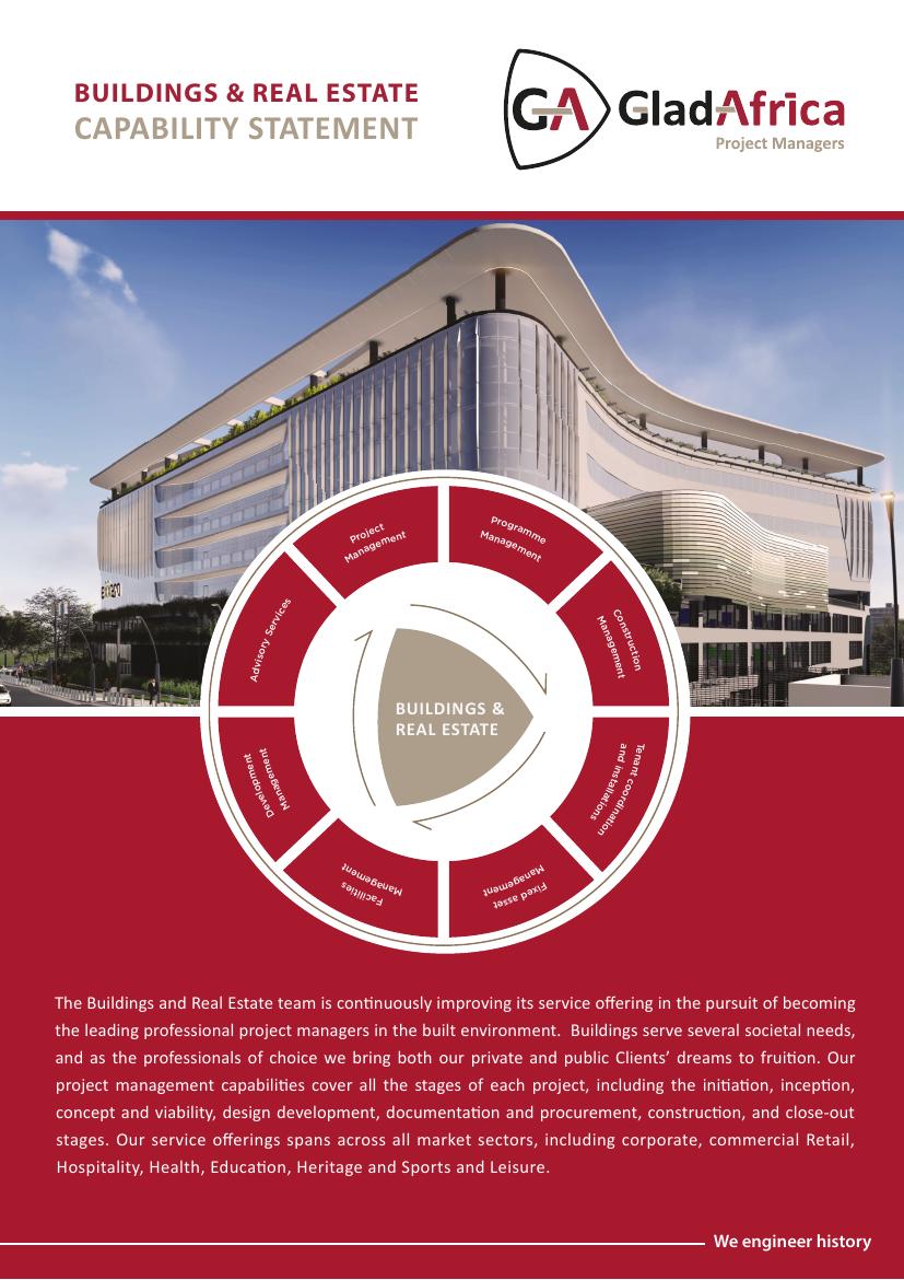 GladAfrica — Buildings & Real Estate company profile document designed by Brostek
