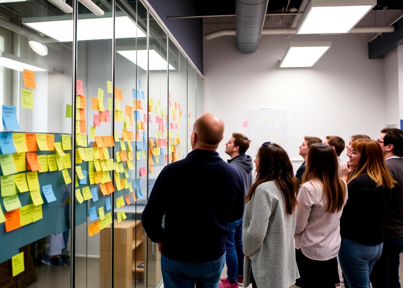 Brostek strategists mapping a growth plan on a wall of notes